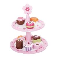 Houten etagere met gebakjes en taartjes - thumbnail