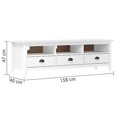 VidaXL Tv-meubel hill 158x40x47 cm massief grenenhout wit