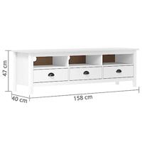 Tv-meubel Hill 158x40x47 cm massief grenenhout wit - thumbnail