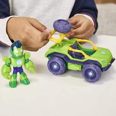 Iron Hulk-figuur en gepantserd Bolide-voertuig, Marvel Iron Man en zijn geweldige vrienden, vanaf 3 jaar - thumbnail