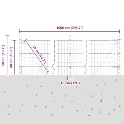 VidaXL Hek met paal groen 0,4 x 10 m staal en pvc