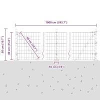 VidaXL Hek met paal grijs 0,4 x 10 m staal en pvc - thumbnail