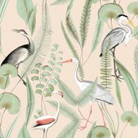 DUTCH WALLCOVERINGS behang flamingo crème- en mintkleurig - thumbnail
