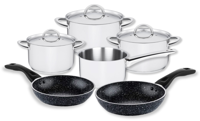 Sola Pannenset Blizz + Westinghouse Koekenpannenset Marble - 6 Delig - thumbnail
