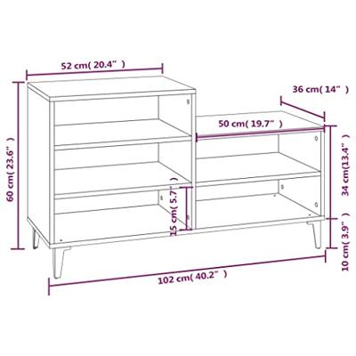 VidaXL Schoenenkast 102x36x60 cm bewerkt hout zwart