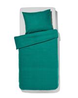 HEMA Dekbedovertrek flanel 140x200/220 melange donker groen (donkergroen) - thumbnail