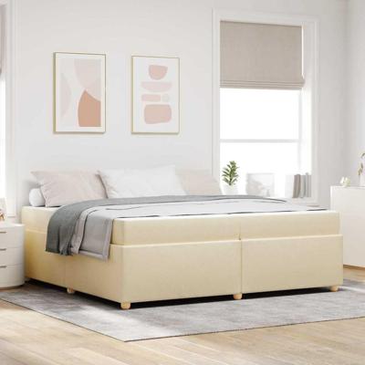 Bedframe met matras met matras Crème 200 x 200 cm Stof