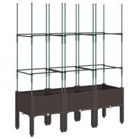 VidaXL Plantenbak met latwerk 120x40x142,5 cm polypropeen bruin - thumbnail