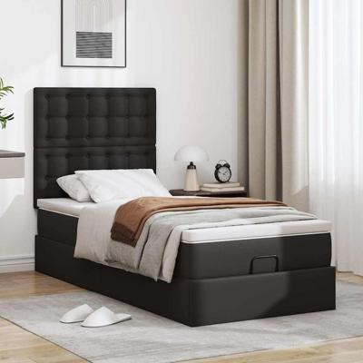 Ottoman bed met matras en LED's 100x200cm kunstleer zwart