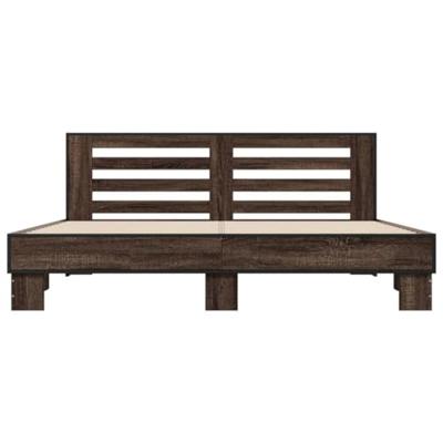 Bedframe bewerkt hout metaal bruin eikenkleur 200x200 cm