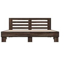 Bedframe bewerkt hout metaal bruin eikenkleur 200x200 cm - thumbnail