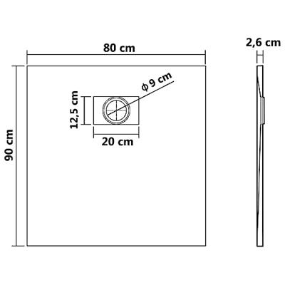 Douchebak 90x80 cm SMC wit Douchebak 90x80 cm SMC wit