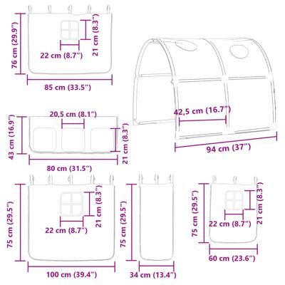 Kinderhoogslaper met tunnel 90x190 cm massief grenenhout blauw