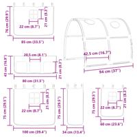 Kinderhoogslaper met tunnel 90x190 cm massief grenenhout blauw - thumbnail