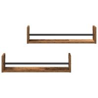 Wandplank met plank 2 pcs Oud hout 60 x 16 x 14 cm Bewerkt hout - thumbnail