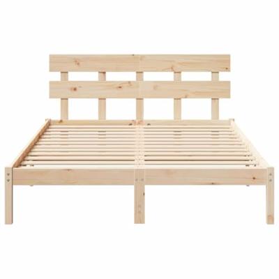 Bedframe met hoofdeinde Bruin 150 x 200 cm Massief grenenhout