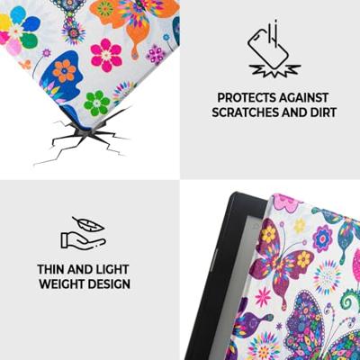 Lunso Geschikt voor Kobo Aura H20 Edition 2 hoes (6.8 inch) - sleepcover - Vlinders