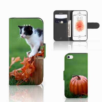 Apple iPhone 5 | 5s | SE | Telefoonhoesje | Met pasjeshouder | Kitten