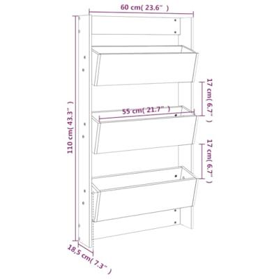 Plantenbak wandmontage 3-laags 60x18,5x110 cm grenenhout zwart