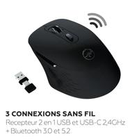 Draadloze muis - MOBILITY LAB - Omega - Bluetooth en 2,4GHz ontvanger - Zwart - Stille klikken - Verstelbare precisie - thumbnail