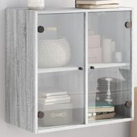 Wandkast met glazen deuren 68x37x68,5 cm grijs sonoma eiken - thumbnail