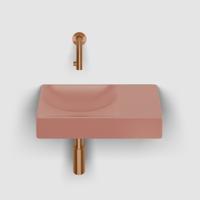 Clou Vale Fontein Met Voorbewerkt Kraangat Rechts Met Geintegreerde Afvoer Mat Roze Keramiek 38 cm Clou - thumbnail