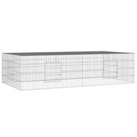 VidaXL Konijnenkooi met 2 panelen 220x110x55 cm gegalvaniseerd ijzer - thumbnail