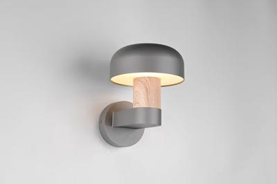 Trio WandlampFraser grijs met hout - 262560135