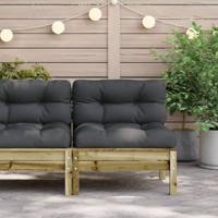 Tuinbank zonder armleuningen met kussens gempregneerd hout - thumbnail