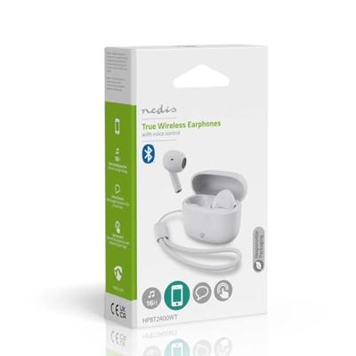 Nedis Volledig Draadloze Oordopjes | Bluetooth® | Maximale batterijduur: 16 uur | Aanraakbediening | Charging case | Draadloze oplaadcase | Ingebouwde microfoon | Wit - HPBT2400WT