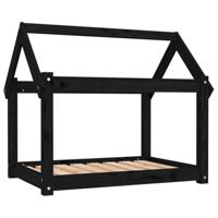 VidaXL Hondenmand 81x60x70 cm massief grenenhout zwart - thumbnail