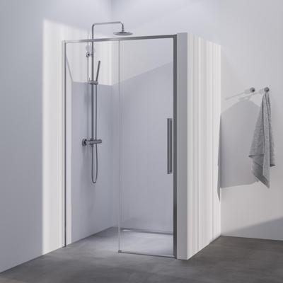 BRAUER Season nisdeur model B met schuifdeur helder glas 100x200 omkeerbaar incl. glascoating Season-RVS-kleurig BRAUER Season nisdeur model B met schuifdeur helder glas 100x200 omkeerbaar incl. glascoating Season-RVS-kleurig