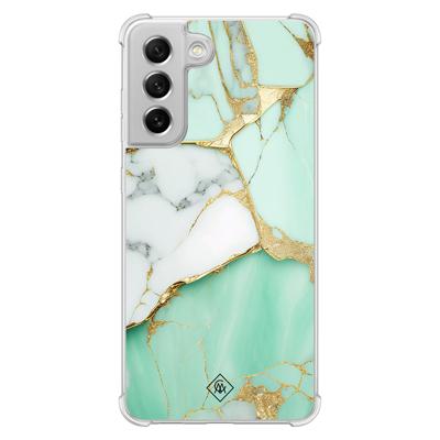 Samsung Galaxy S21 FE shockproof hoesje - Marmer mintgroen Samsung Galaxy S21 FE shockproof hoesje - Marmer mintgroen