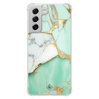 Samsung Galaxy S21 FE shockproof hoesje - Marmer mintgroen - thumbnail