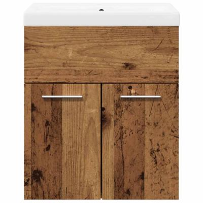 2-delige Badkamermeubelset bewerkt hout oud houtkleurig