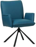 Blauwe leren industriële draaibare eetkamerstoel Elite - Toledo Leer Turquoise (blauw leer) - thumbnail