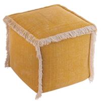 Sunfield Gebreide Velours Poef Oranje 40x40 - thumbnail