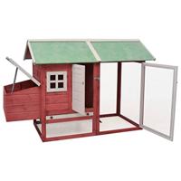 Kippenhok 170x81x110 cm massief grenen- en vurenhout rood - thumbnail