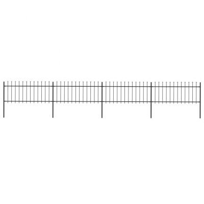 Tuinhek met speerpunt staal 714,5x80 cm zwart