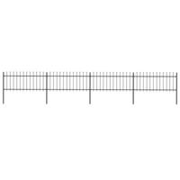 Tuinhek met speren bovenkant 6,8x0,8 m staal zwart - thumbnail