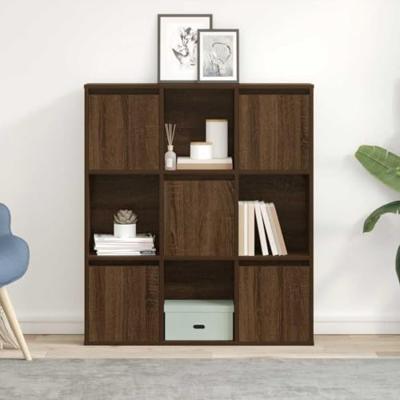Boekenkast 89x24x101,5 cm bewerkt hout bruin eikenkleurig