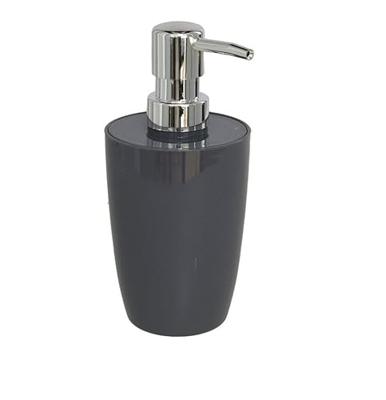 Zeepdispenser / Zeeppompje - Kunststof Collectie Venice - Antraciet - 320ml - 7x7x17.5 cm