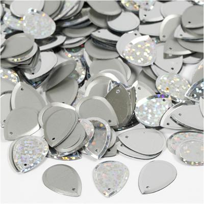 Creativ Company Pailletten, druppel, afm 14x19 mm, zilver, 50 gr/ 1 doos