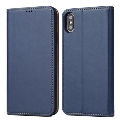 Horizontale Flip PU lederen case voor de iPhone XS/X met houder & card slots & portemonnee (blauw) Horizontale Flip PU lederen case voor de iPhone XS/X met houder & card slots & portemonnee (blauw)