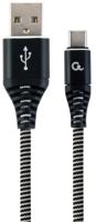 Enzo Cablexpert usb-c laadkabel | 1m | omvlochten | zwart-wit - 9530140 - thumbnail