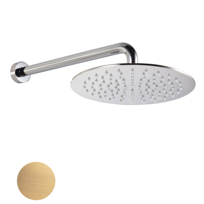 Sub 200 ronde hoofddouche 25 cm met douchearm cm, mat goud