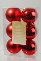 6 kerstballen kerstrood 80 mm KSD - Ksd - thumbnail