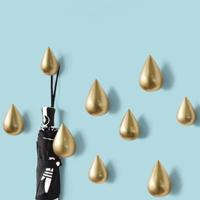 Creatieve water druppeltjes muur haken huis decoratie hars muurschildering 3D kapstok enkele haken Wall hanger grootte: klein (goud) - thumbnail