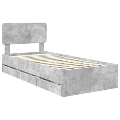 Bedframe met lade Beton Grijs 90 x 200 cm Geconstrueerd hout