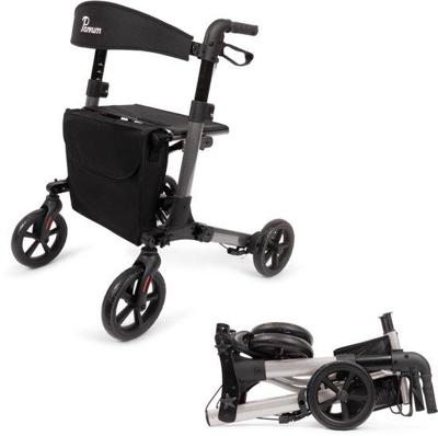 Parvum Brava Rollator - Driedubbel opvouwbaar en lichtgewicht (6,8kg) -Antracite